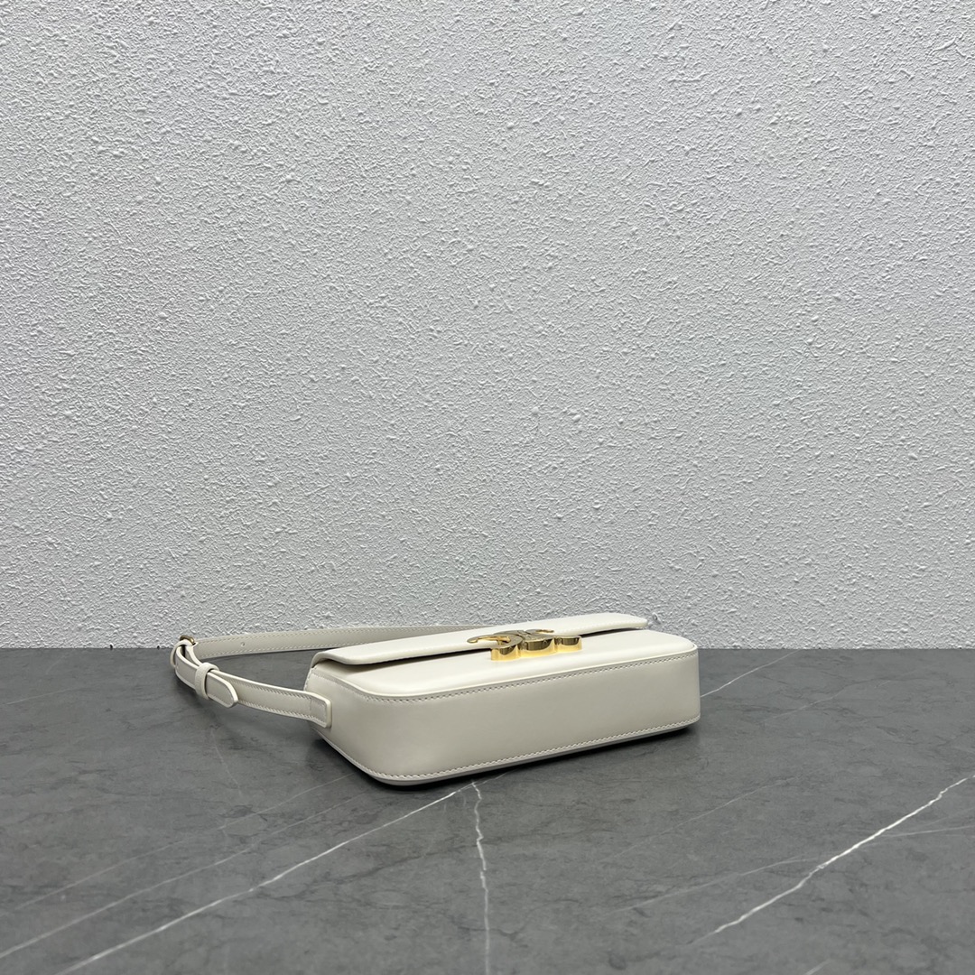 [TOP] CELINE Triomphe Shoulder Bag  21x11x4cm - White