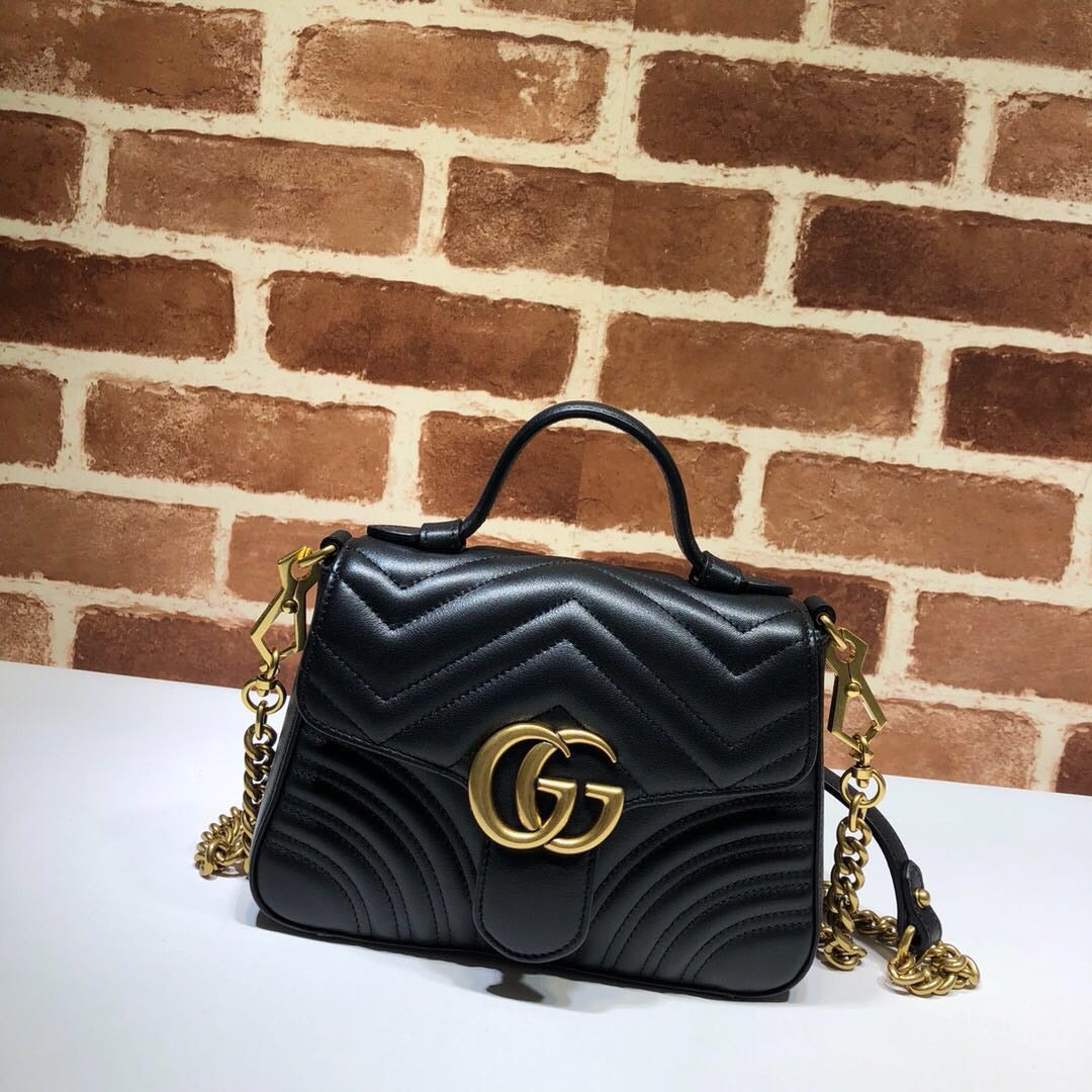 [TOP] GUCCI  Marmont Bag Top Handle Small 27*13.5*10 - BLACK