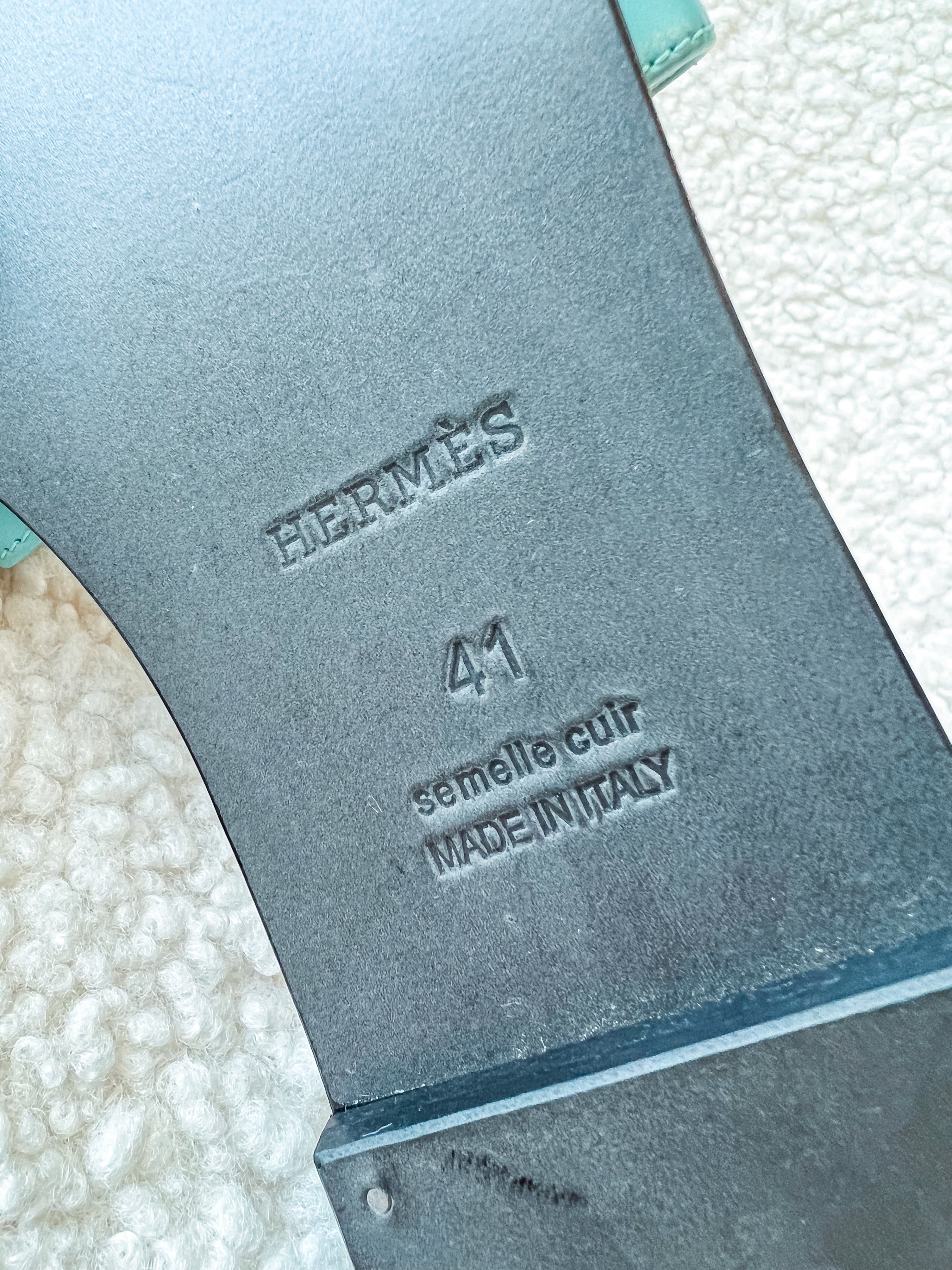 [TOP] HERMES Oran Sandals Silk Printing Lining - Turquoise