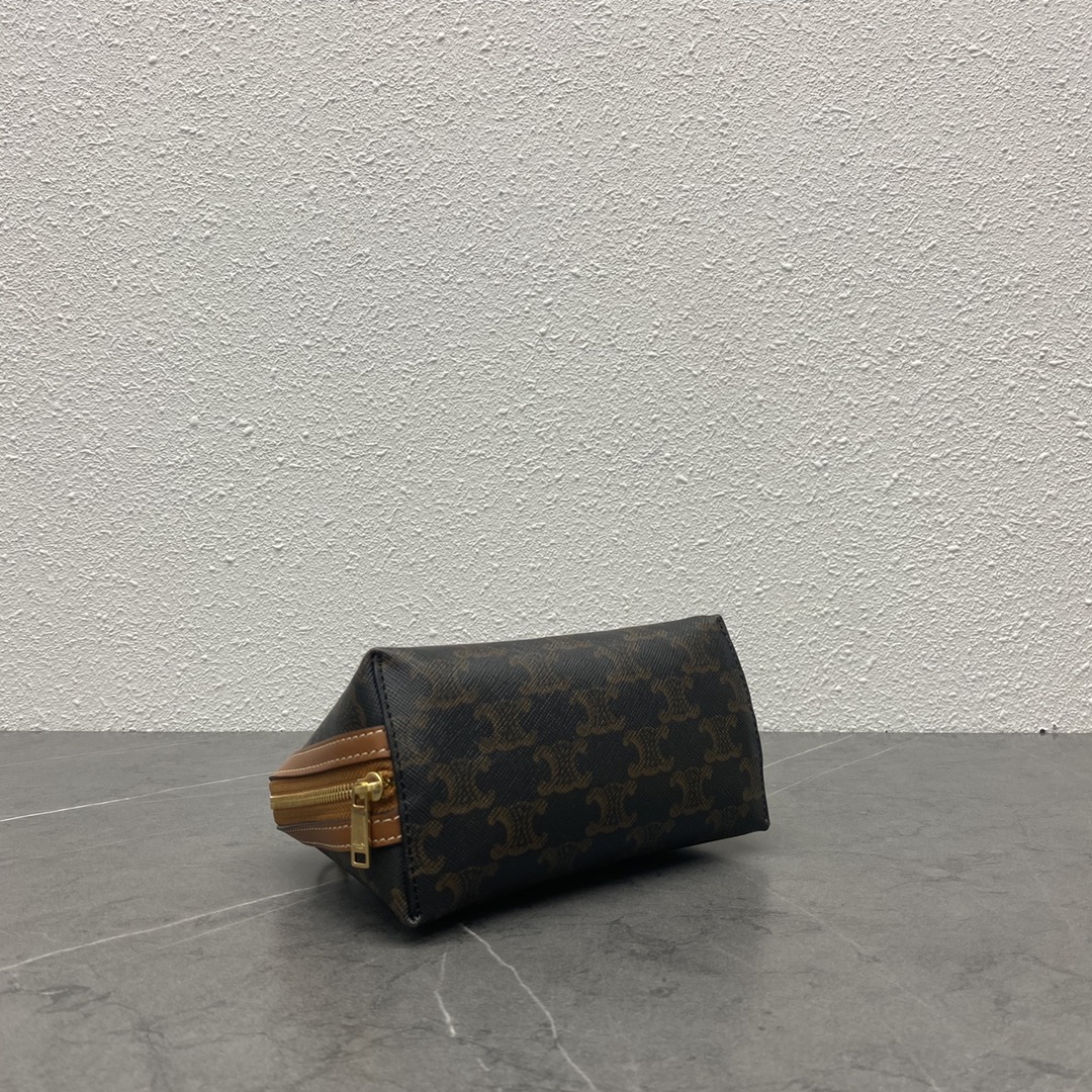 [TOP] CELINE Triomphe Monogram Bag With Chain 16-11-8cm