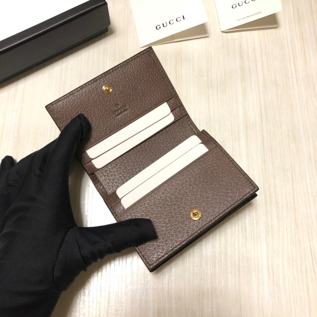 [TOP] GUCCI Ophidia Card Case Wallet - Brown