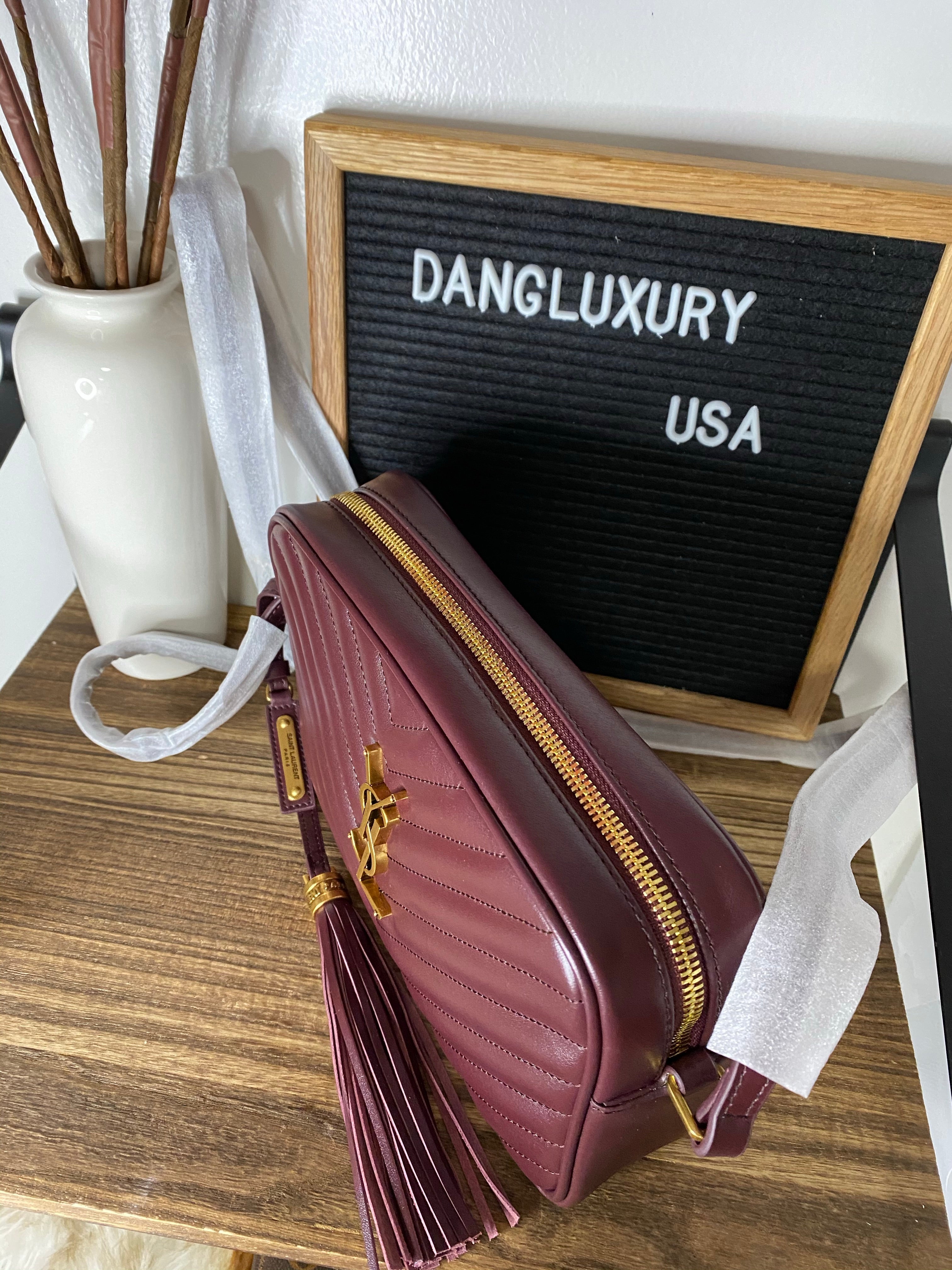 [TOP] Yves Saint Laurent YSL Loulou Camera Bag - Burgundy