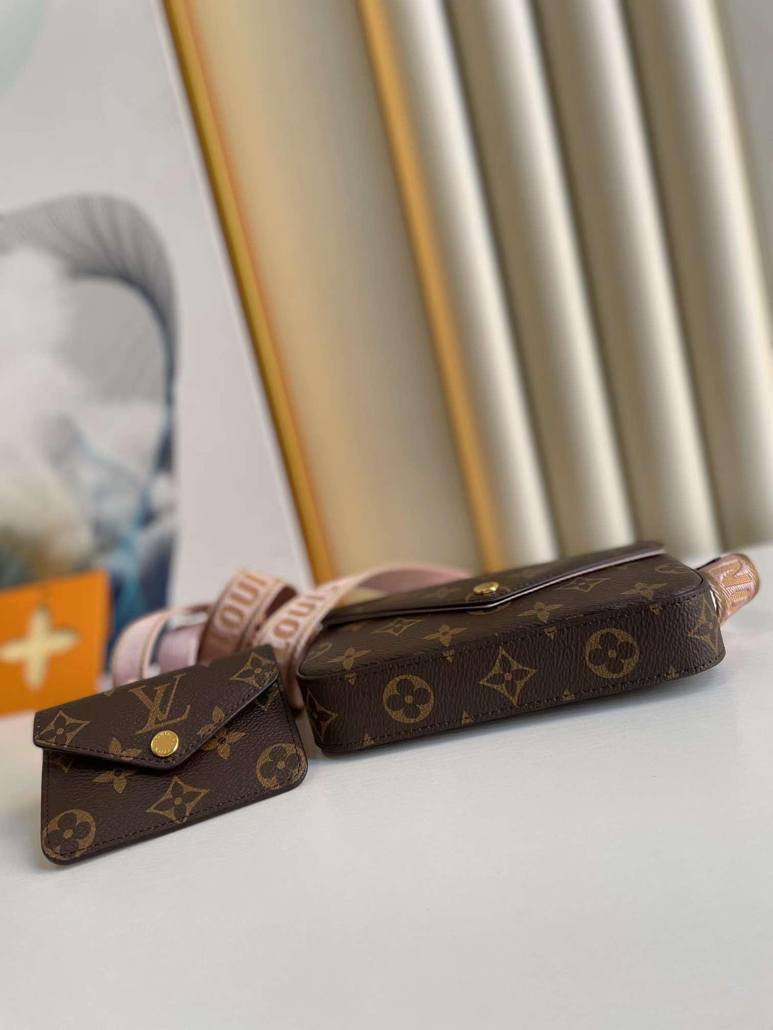 [TOP] Louis Vuitton LV Felicie Strap & Go Monogram 17×10×4cm - PINK/Green