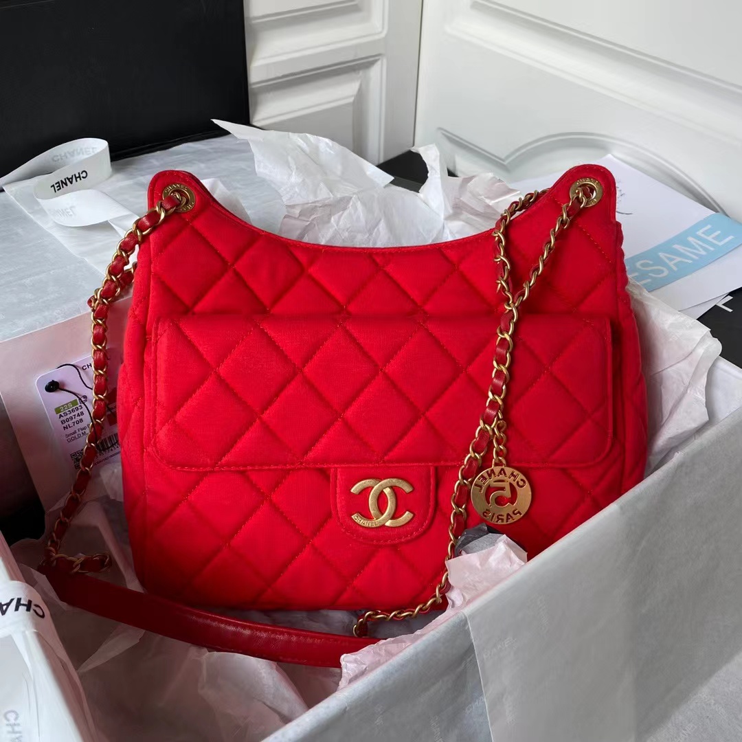 [TOP] CHANEL Hobo Handbag Tweeds & Fabrics- 27x31x8cm -GHW-4 colours