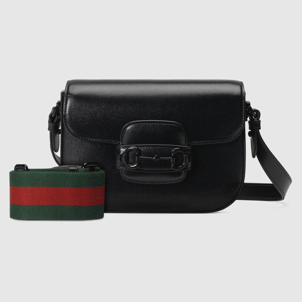 [TOP] GUCCI G*G Horsebit 1995 Mini Bag 20.5x 14.5x 5cm-Red-green Ribbon