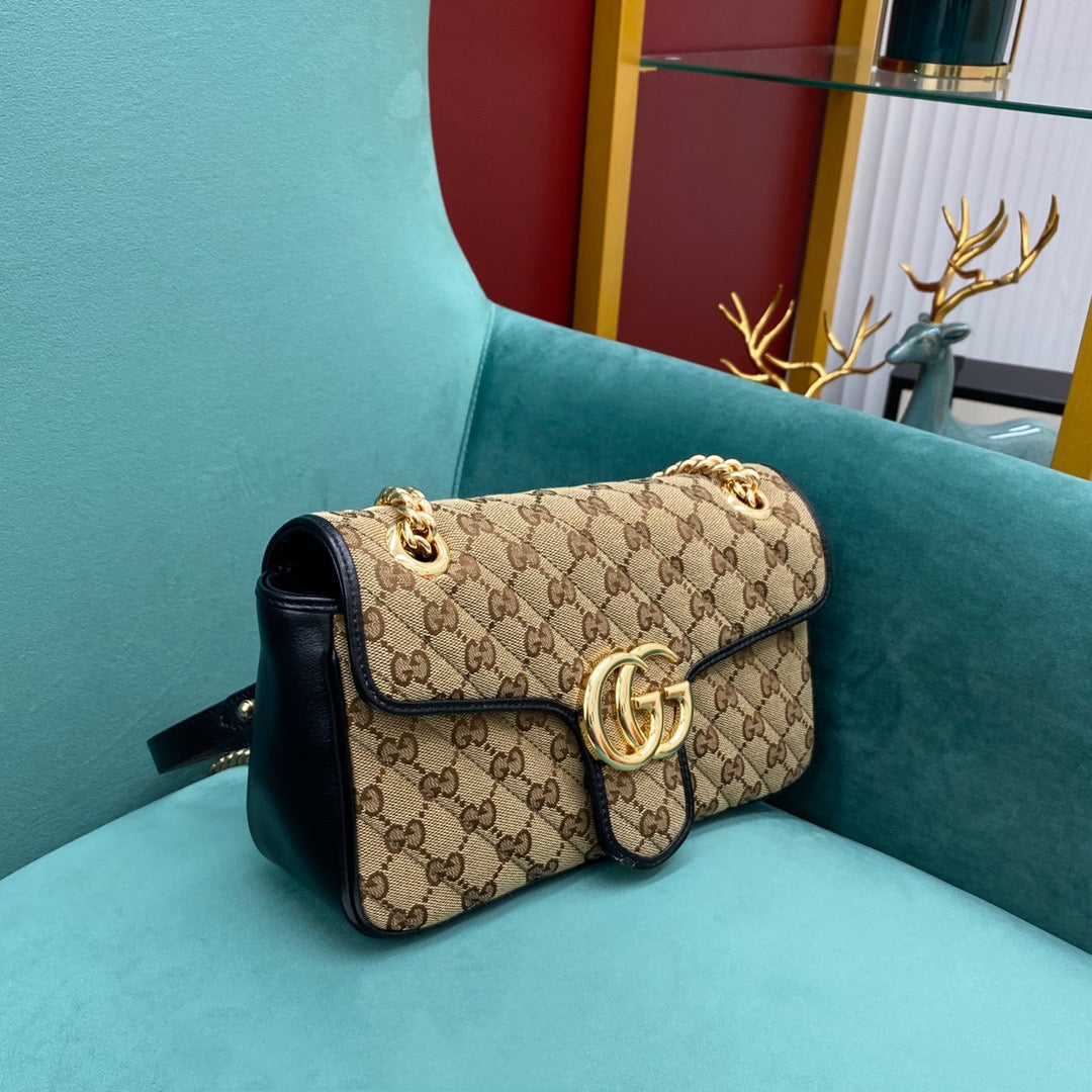 [TOP] GUCCI GG Marmont Bag Matelasse Canvas Small 26cm - Black