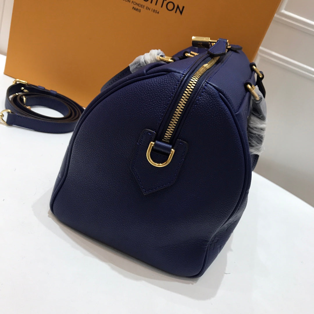 [TOP] Louis Vuitton LV L*V Speedy 30 Empreinte Leather - Dark Blue