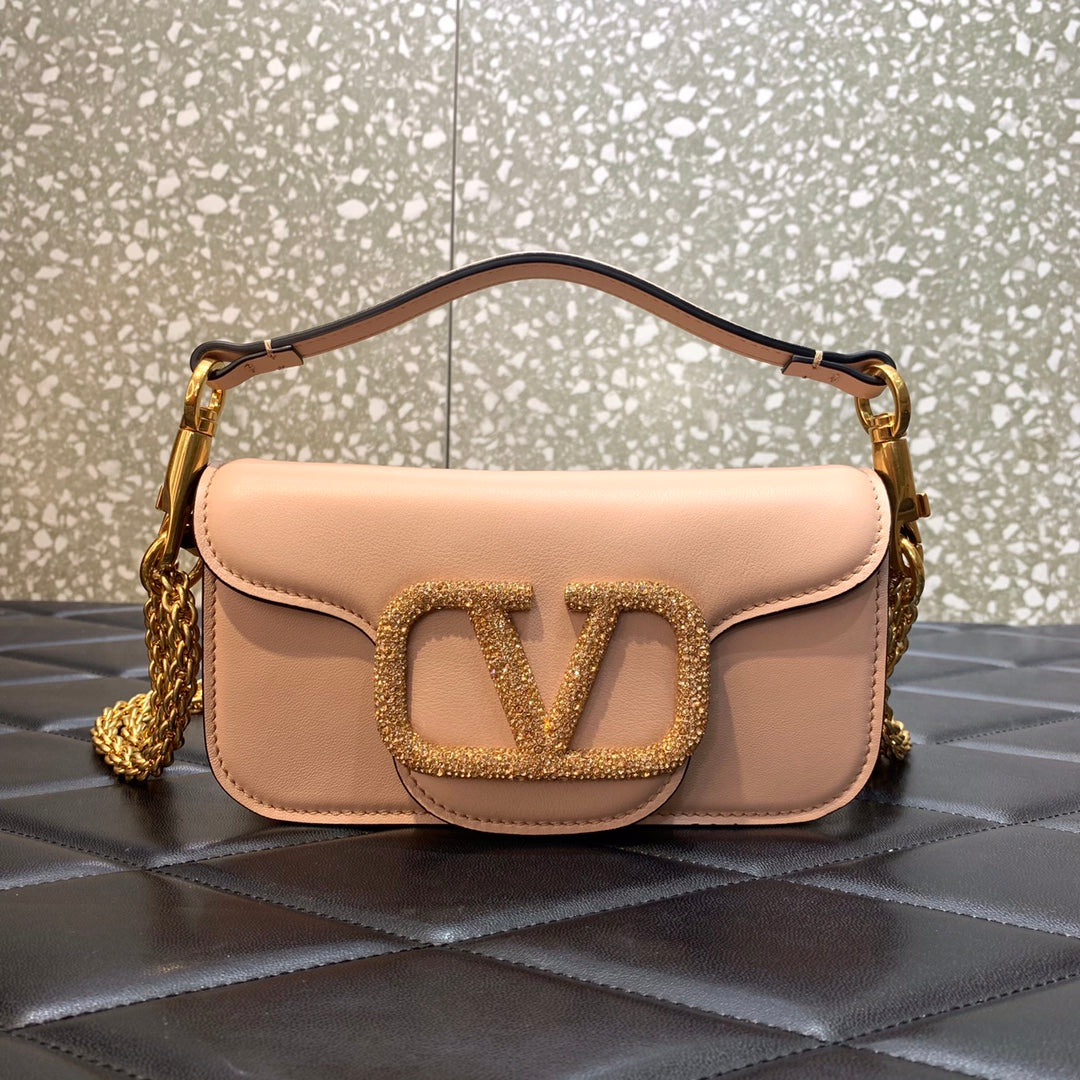 [TOP] VALENTINO  Loco Small Shoulder Bag w Jewel Logo 20x11x5 cm - Rose Cannelle
