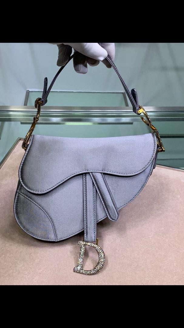 [TOP] Christian Dior Saddle Satin Bag with Diamonds Hardware