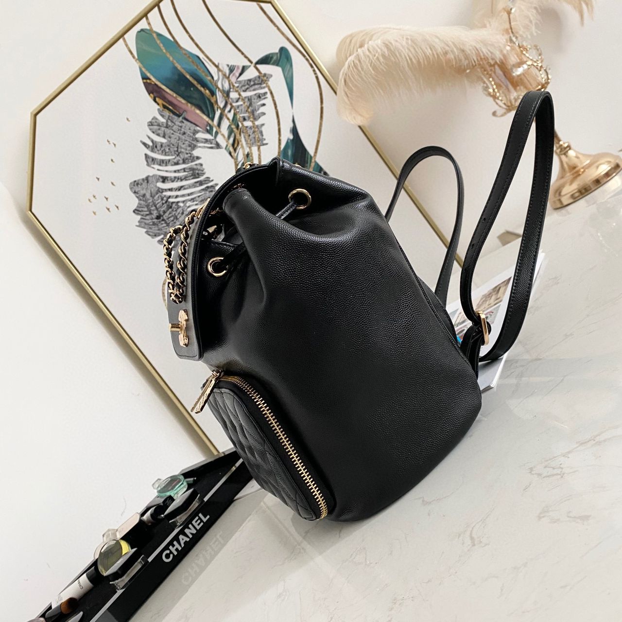 [TOP] CHANEL Quilted Business Affinity Backpack - Black