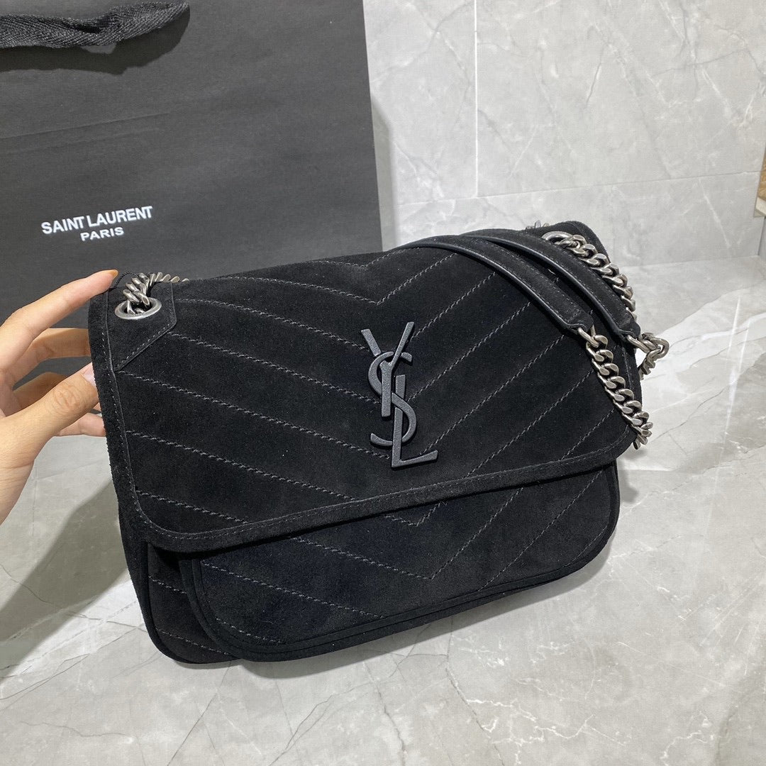 [TOP] Yves Saint Laurent YSL Yves Saint Laurent YSL NIKI Medium SUEDE BAG - BLACK