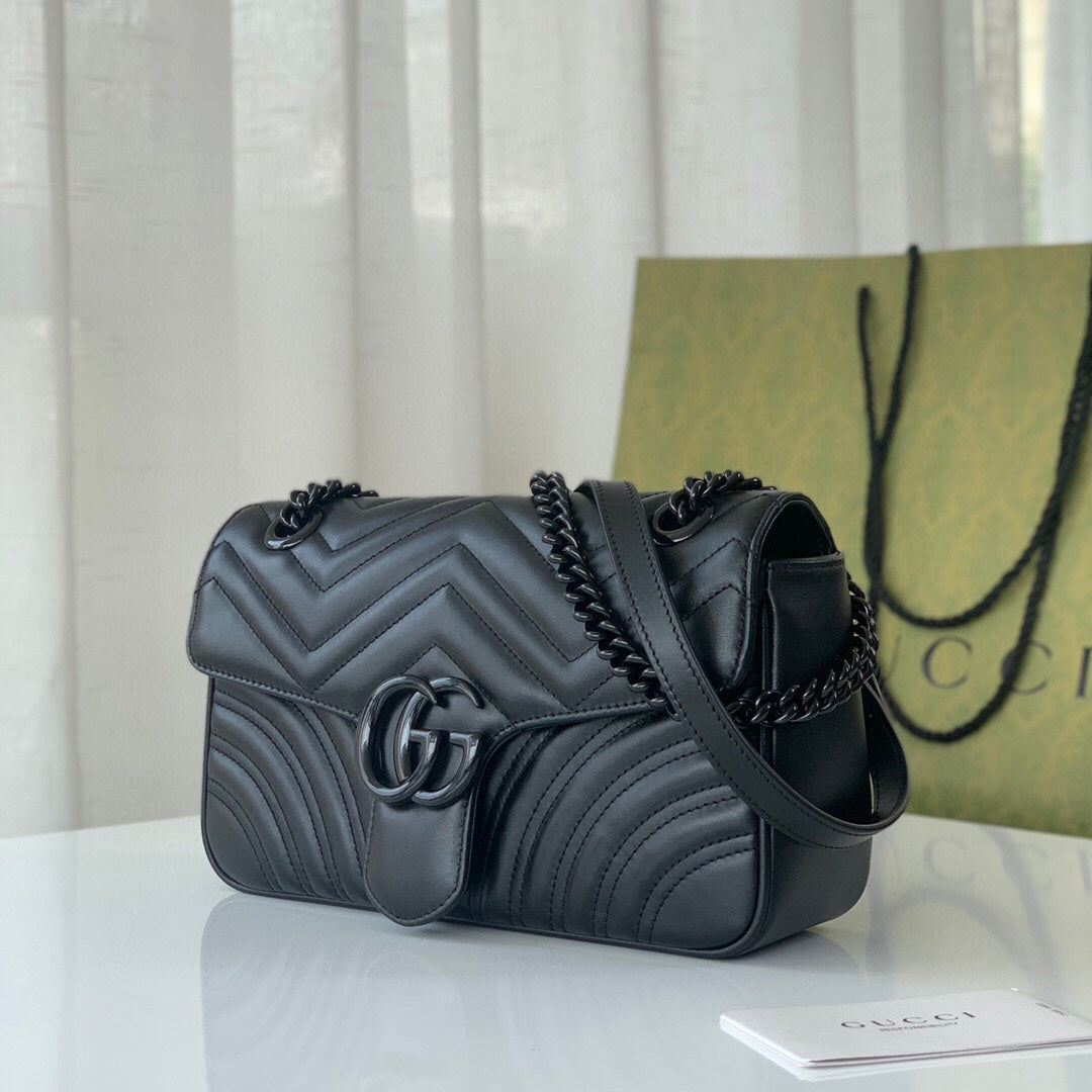 [TOP] GUCCI G*G Marmont Bag Small 26cm - All Black