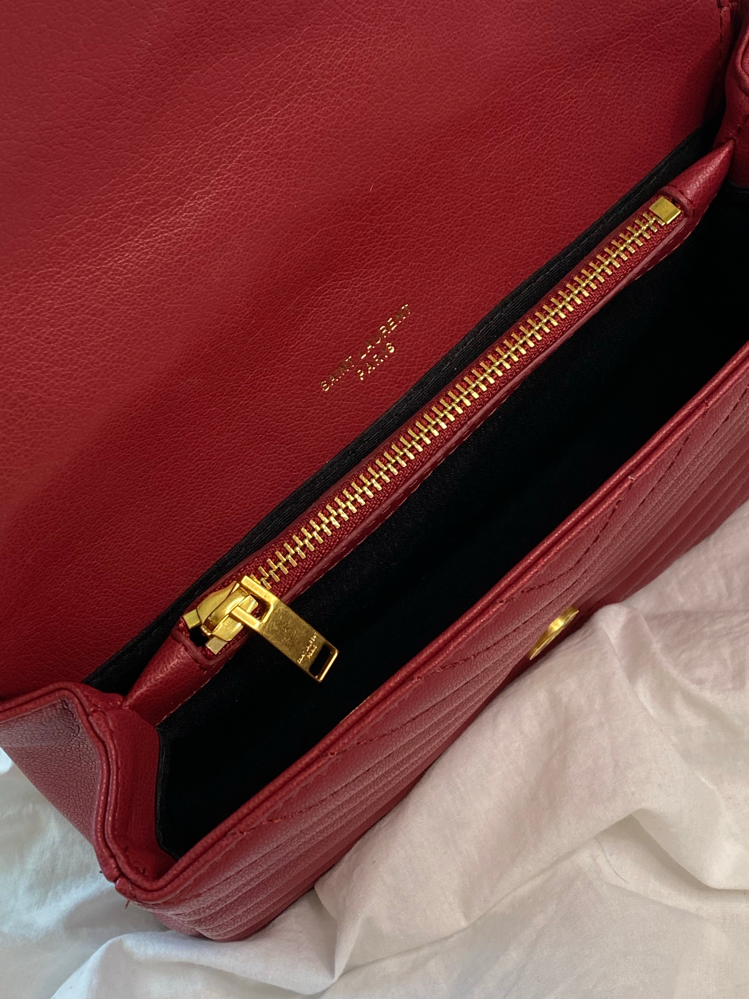 [TOP] Yves Saint Laurent YSL College Medium Bag - Red with GHW