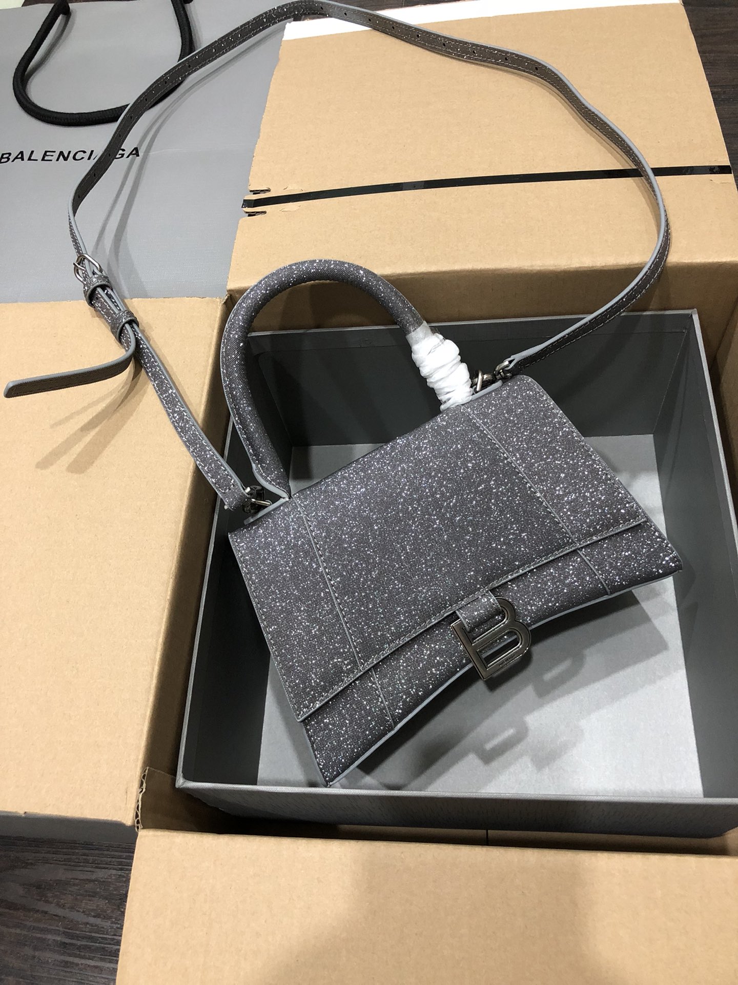 [TOP] BALENCIAGA Starry Sky Hourglass Bag 19/23cm - Gray