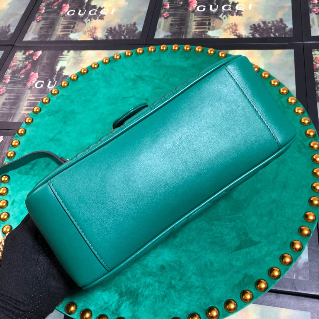 [TOP] GUCCI GG Marmont  Bag Top Handle 27*13.5*10 - Green