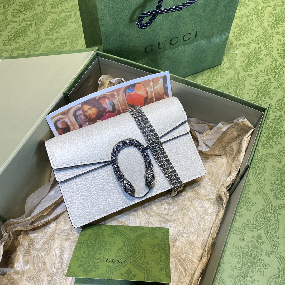 [TOP] GUCCI Dionysus Small Shoulder Bag 16.5x10x4cm - Black & Grey & White-SHW