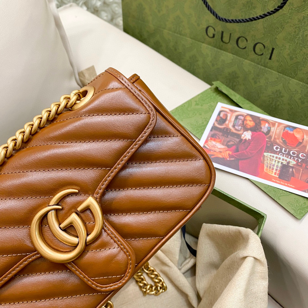 [TOP] GUCCI Marmont Bag Mini 22cm - Brown