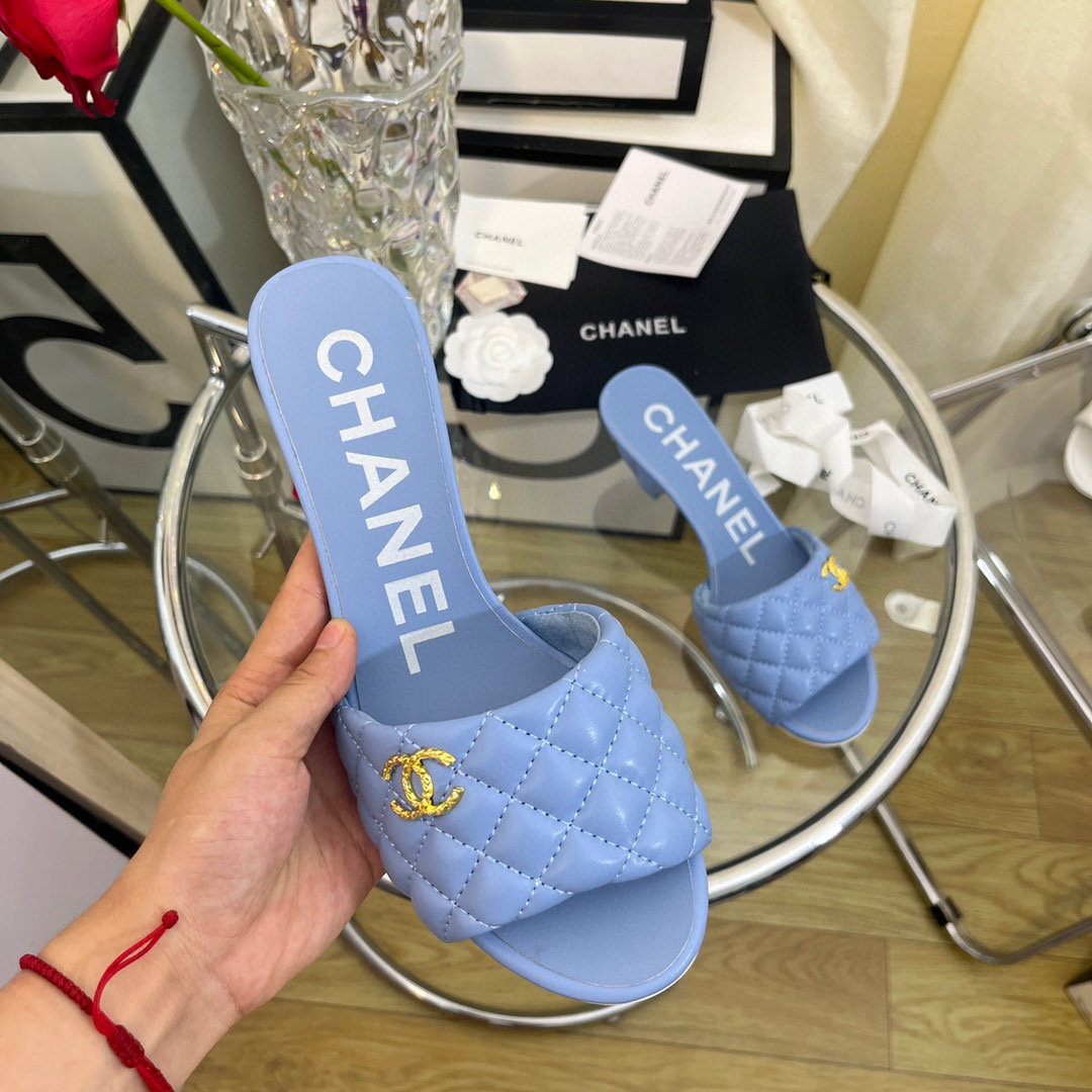 [TOP] CHANEL mules lambskin - Light Purple