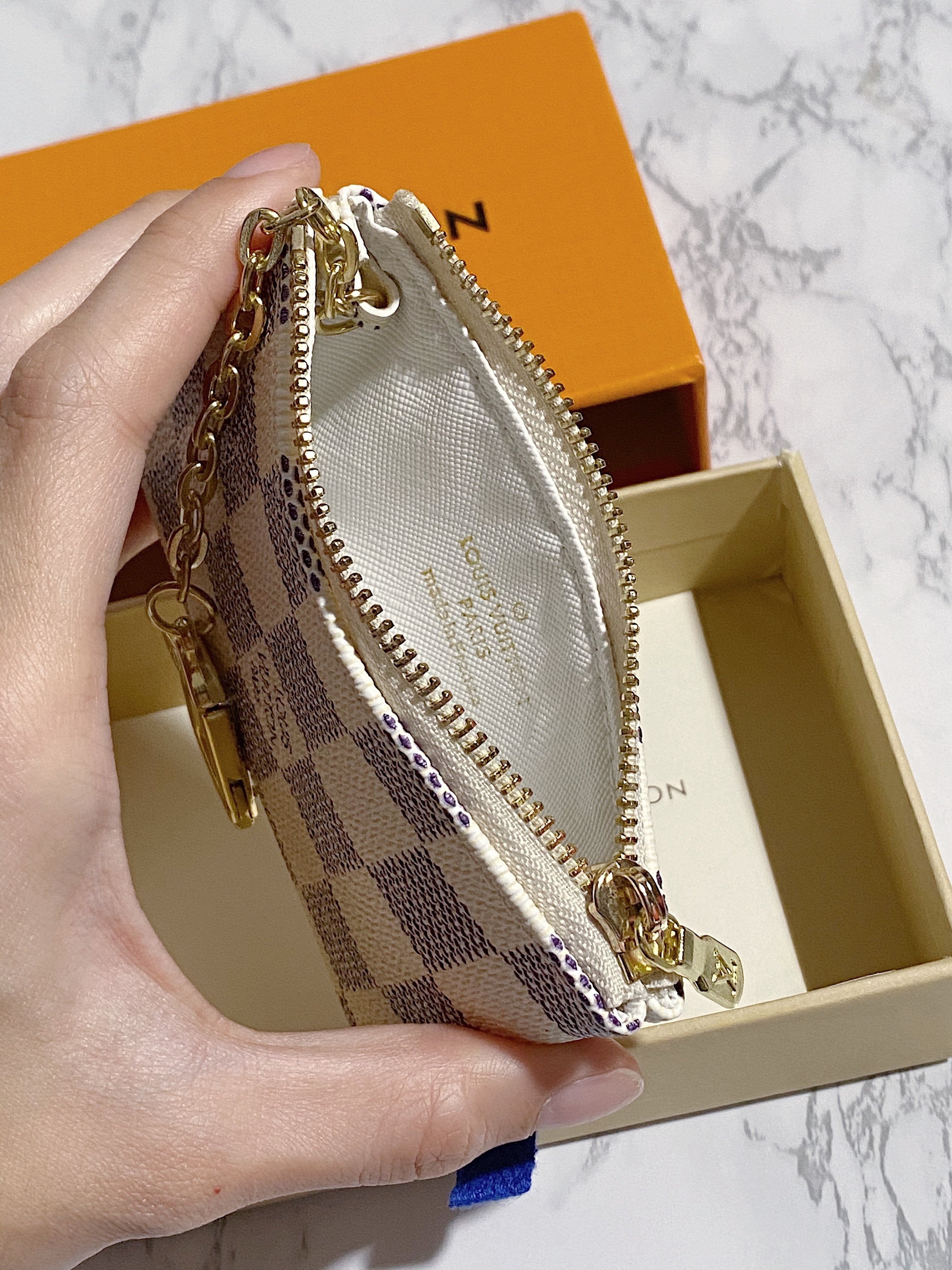 [TOP] Louis Vuitton LV LV Key Pouch - Damier Azur