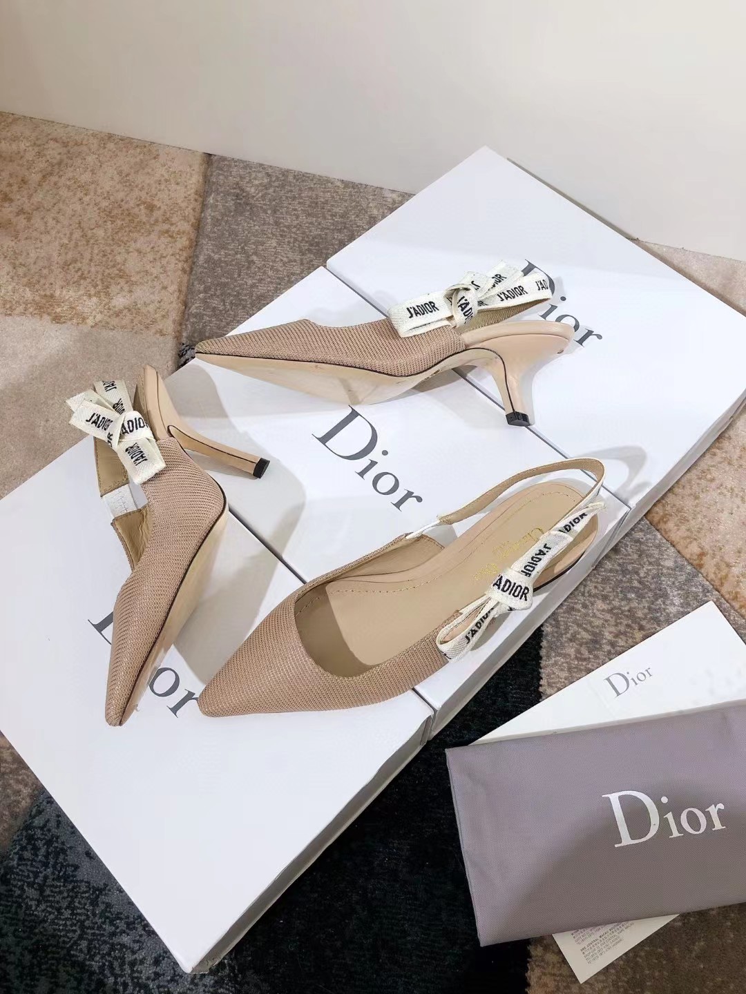 [TOP] Christian Dior J’adior Slingback High Heels - Beige