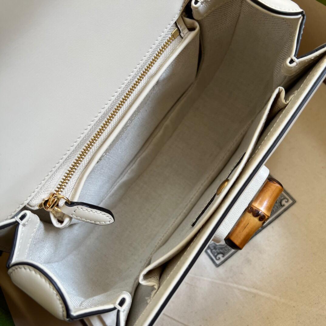 [TOP] GUCCI G*G Bamboo 1947 Small Top Handle - White