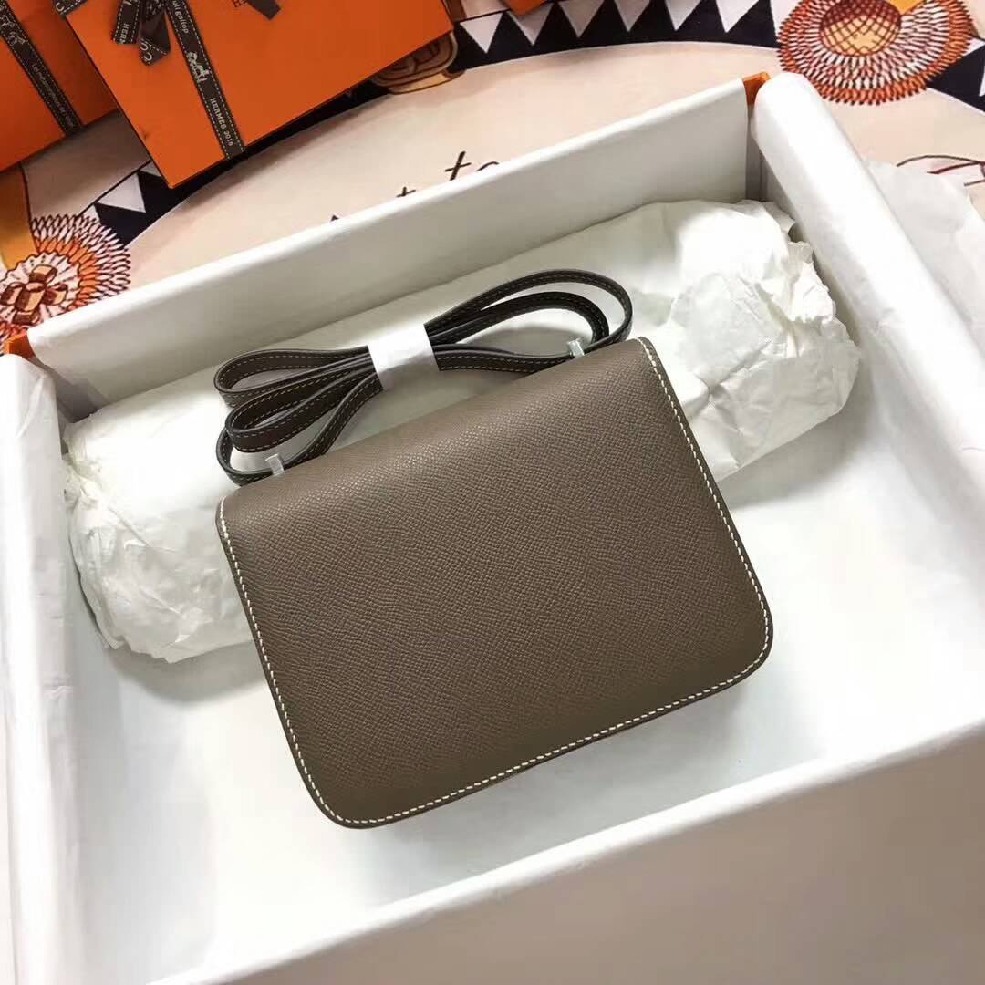 [TOP] HERMES Constance Epsom Leather 18CM - Etoupe & SHW