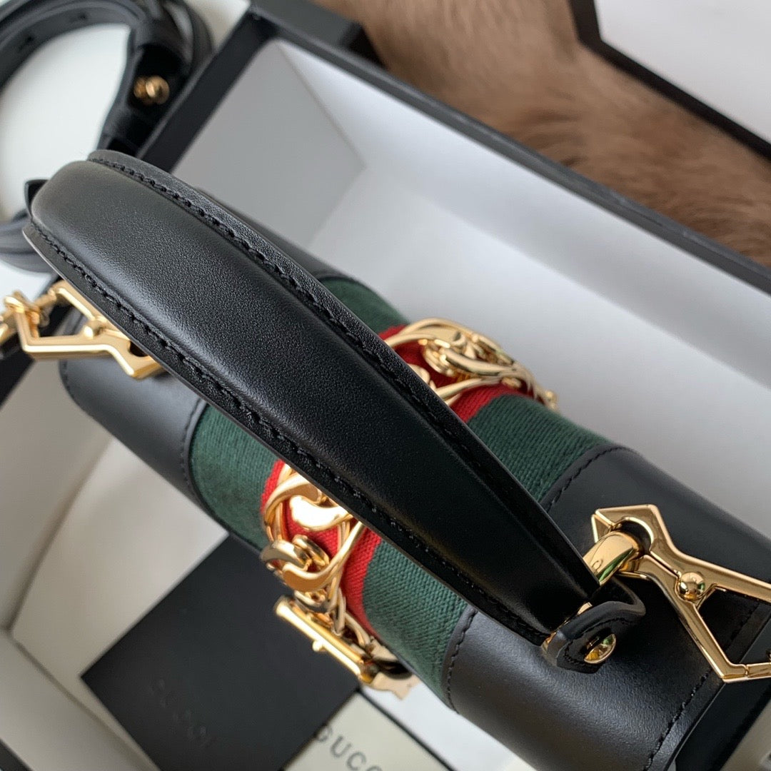[TOP] GUCCI G*G Sylvie Leather Bag - Black