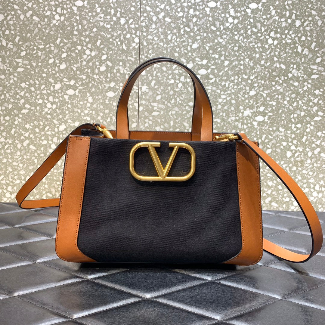 [TOP] VALENTINO VLogo Small Tote Bag - Black