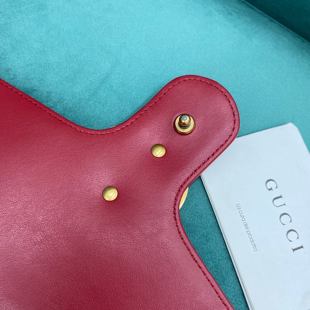 [TOP] GUCCI GG Marmont Bag Matelasse Shoulder Small 26cm - Red