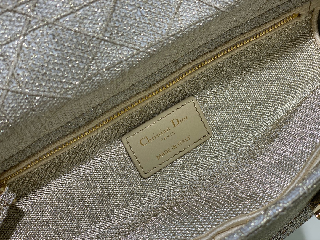 [Top] Christian Dior MINI LADY D-LITE BAG Gold & Pink & Apricot silk embroidery 3 colors