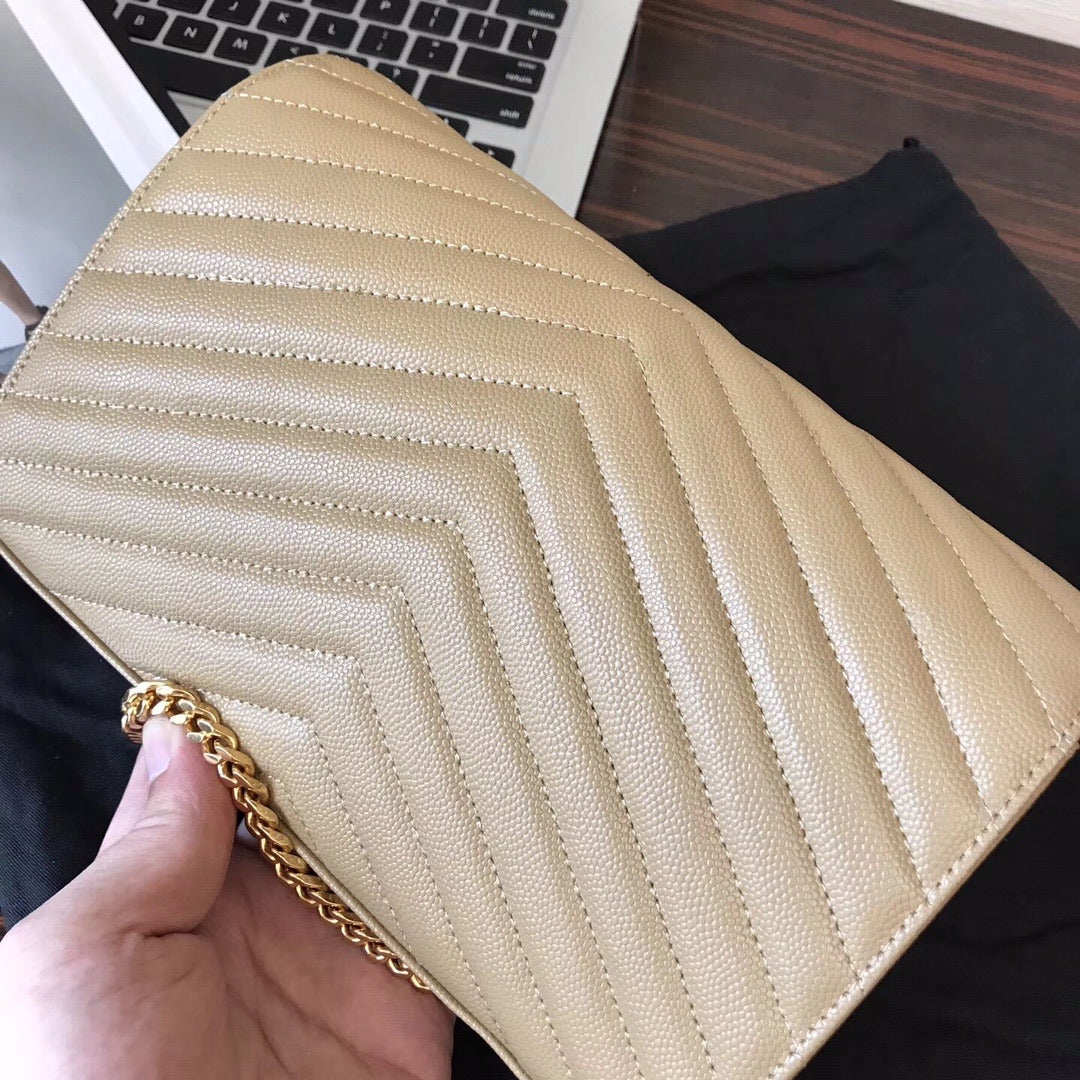 [TOP] Yves Saint Laurent YSL YSL Wallet On Chain - BEIGE