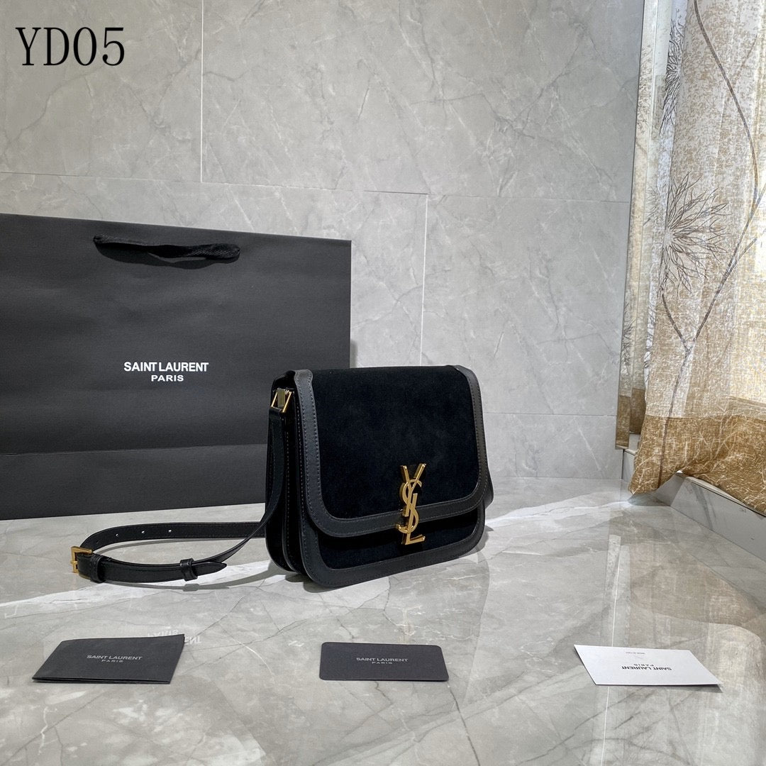 [TOP] Yves Saint Laurent YSL Solferino Small Suede Bag - Black w GHW