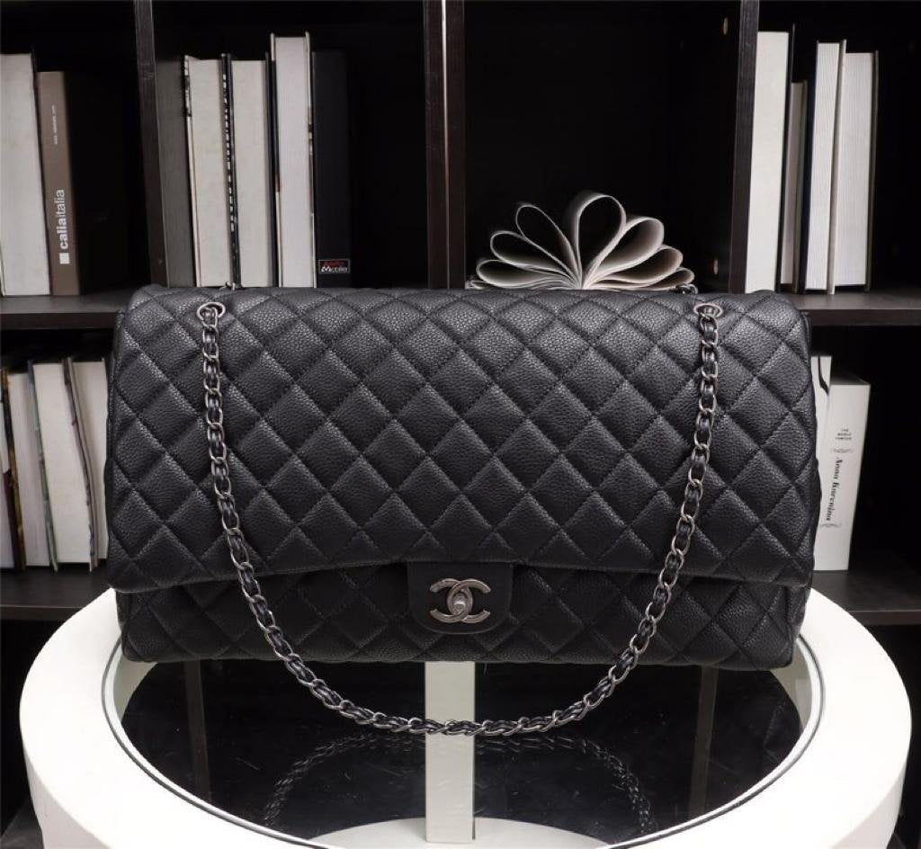 [TOP] CHANEL Classic Flap Travel Bag Caviar XXL 45cm – Black & SHW