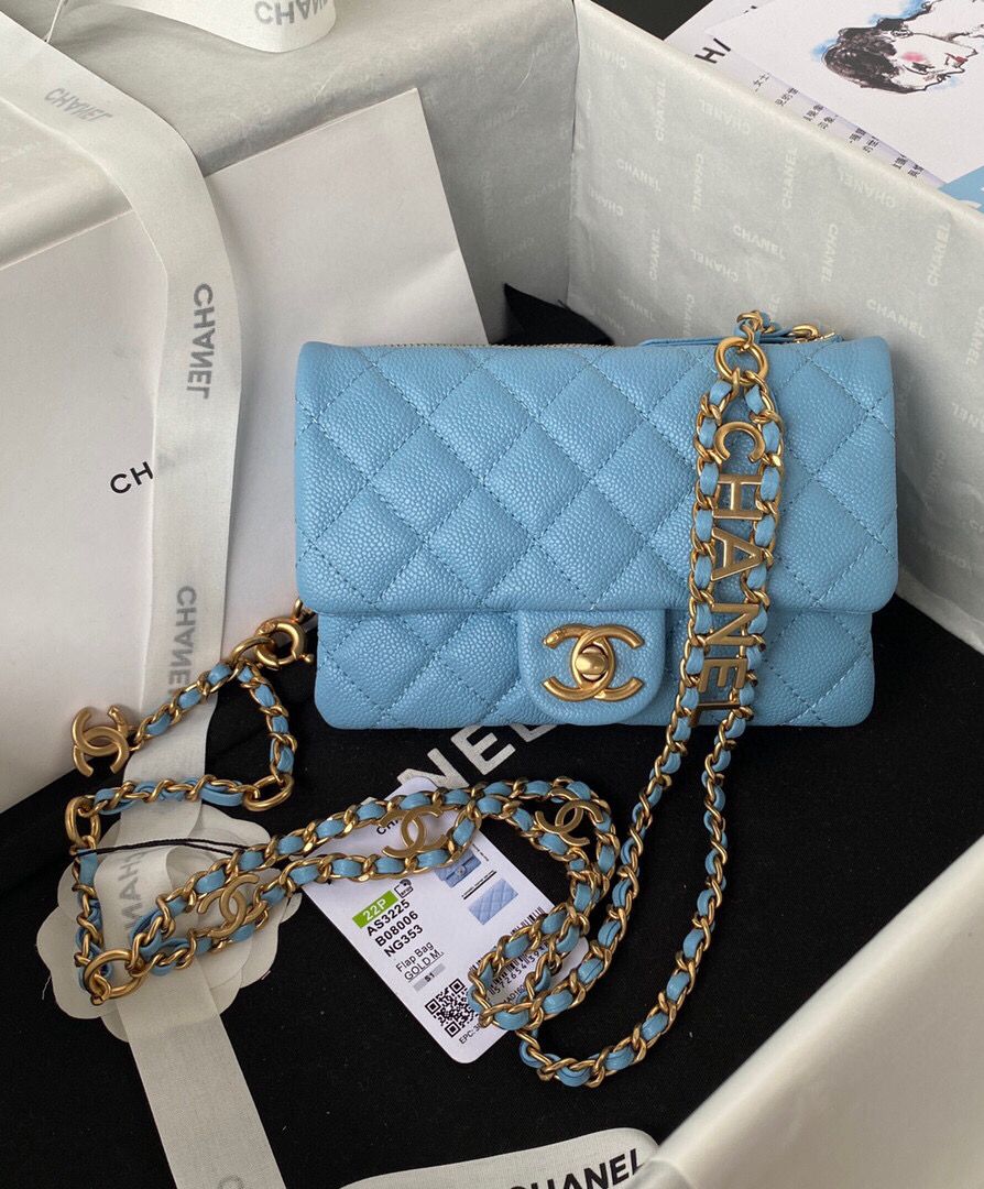 [TOP] CHANEL Waist Bag  - Blue & GHW