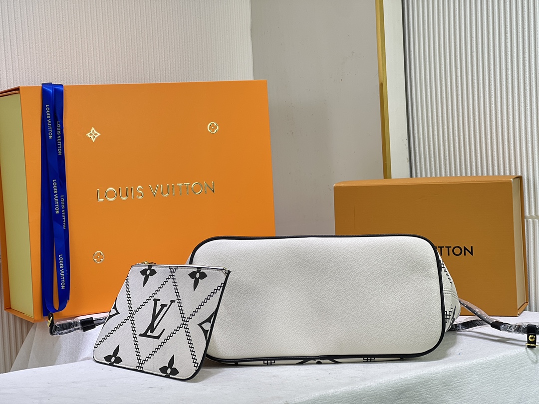 [TOP] Louis Vuitton LV Neverfull Full leather Bag 32x29x17cm -2 colors