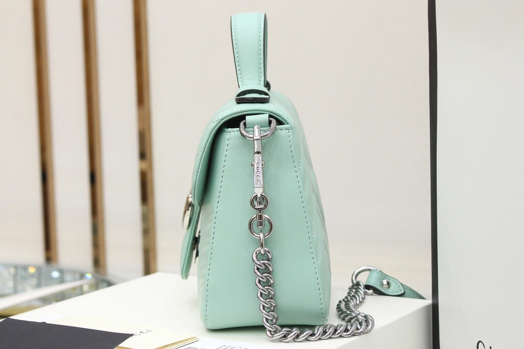 [TOP] GUCCI GG Marmont Bag Top Handle 27*13.5*10 - Baby Blue