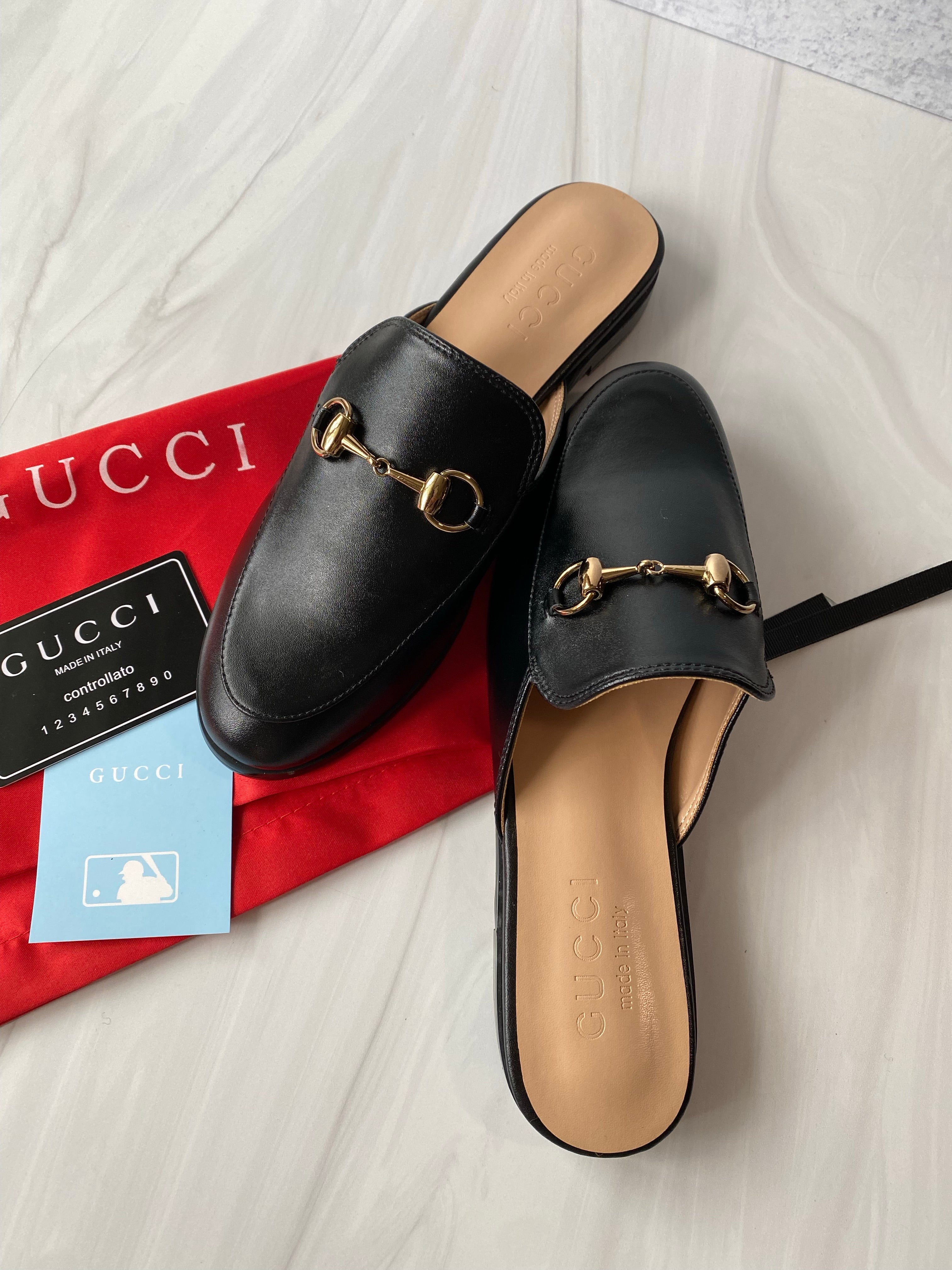[TOP] GUCCI Princetown Mules Sandals - Black