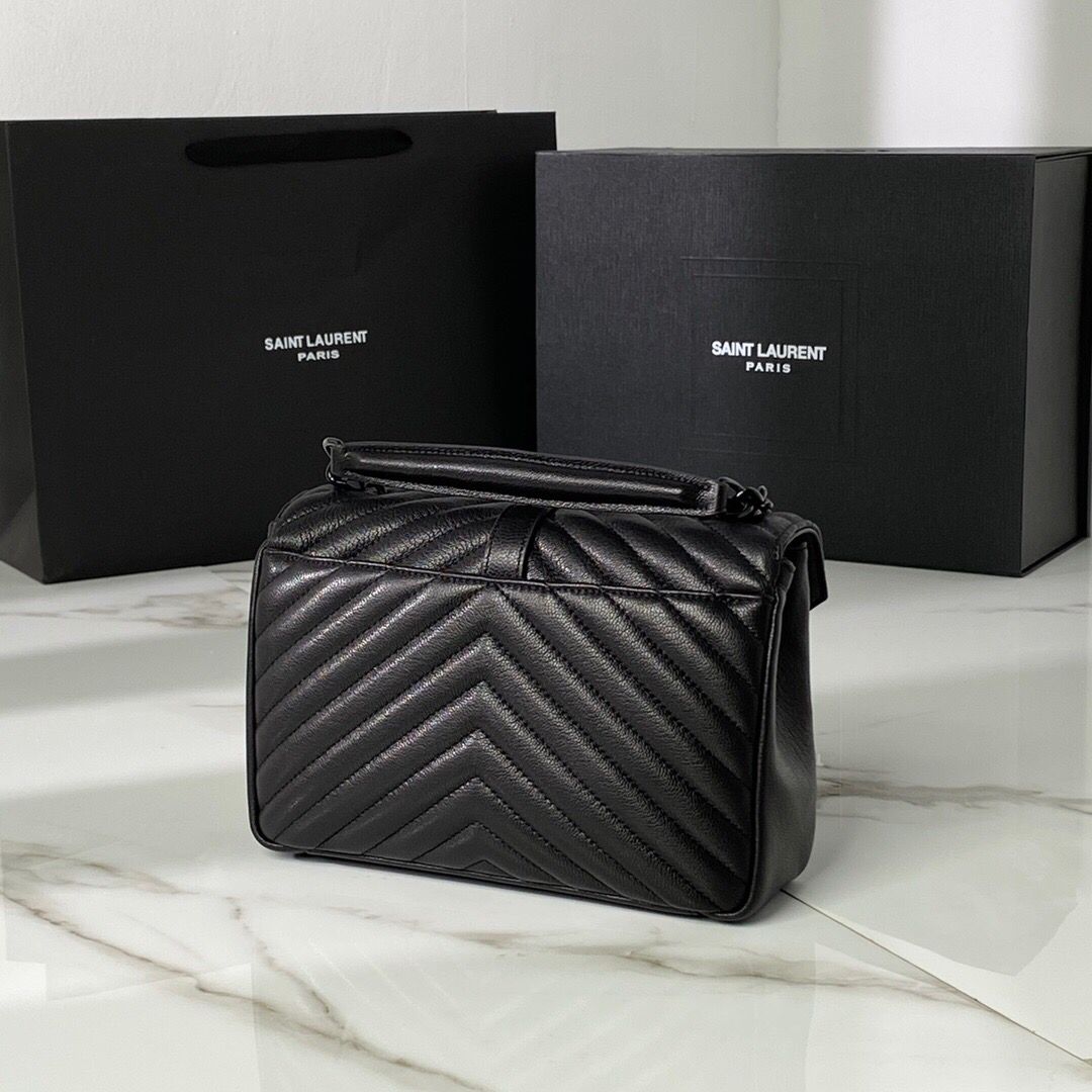 [TOP] Yves Saint Laurent YSL Small College Bag 24×17×6cm - Black on Black