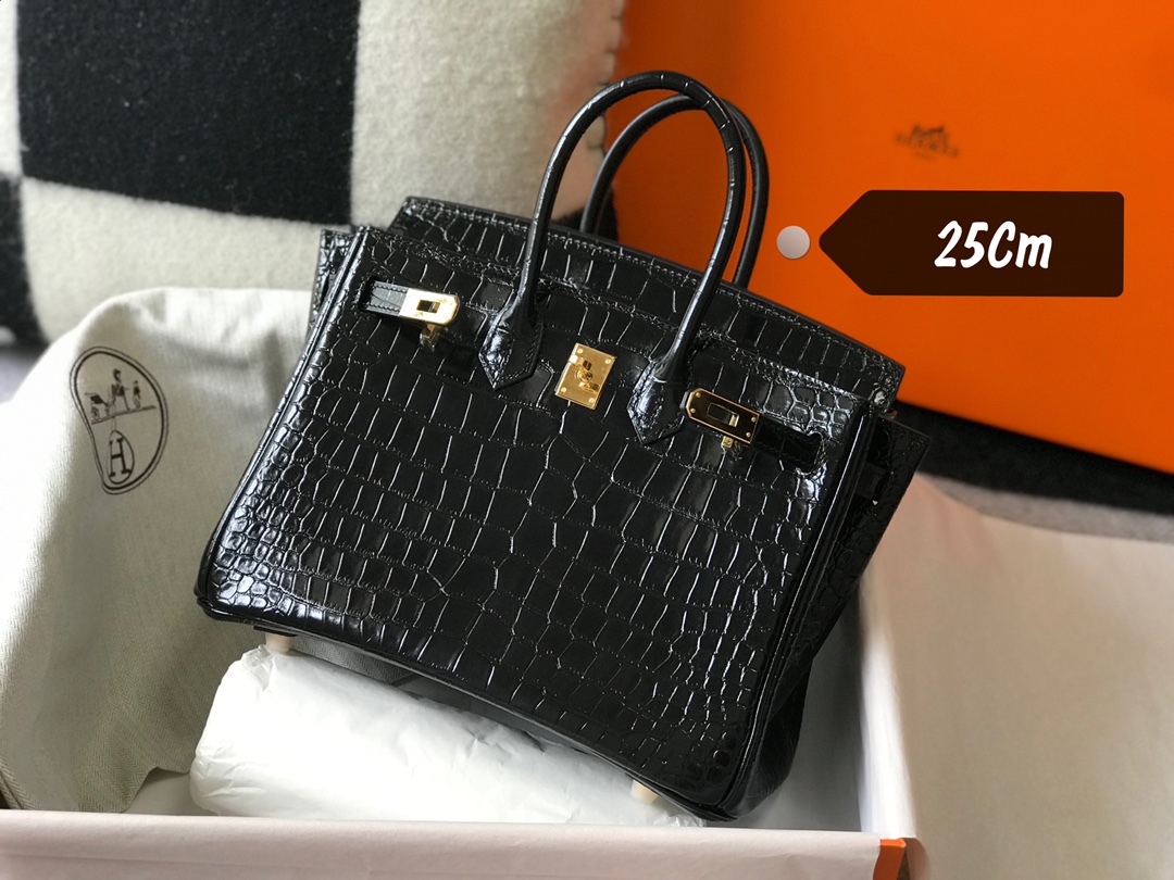 [TOP] HERMES Birkin Crocodile 25CM/30CM- Black & GHW