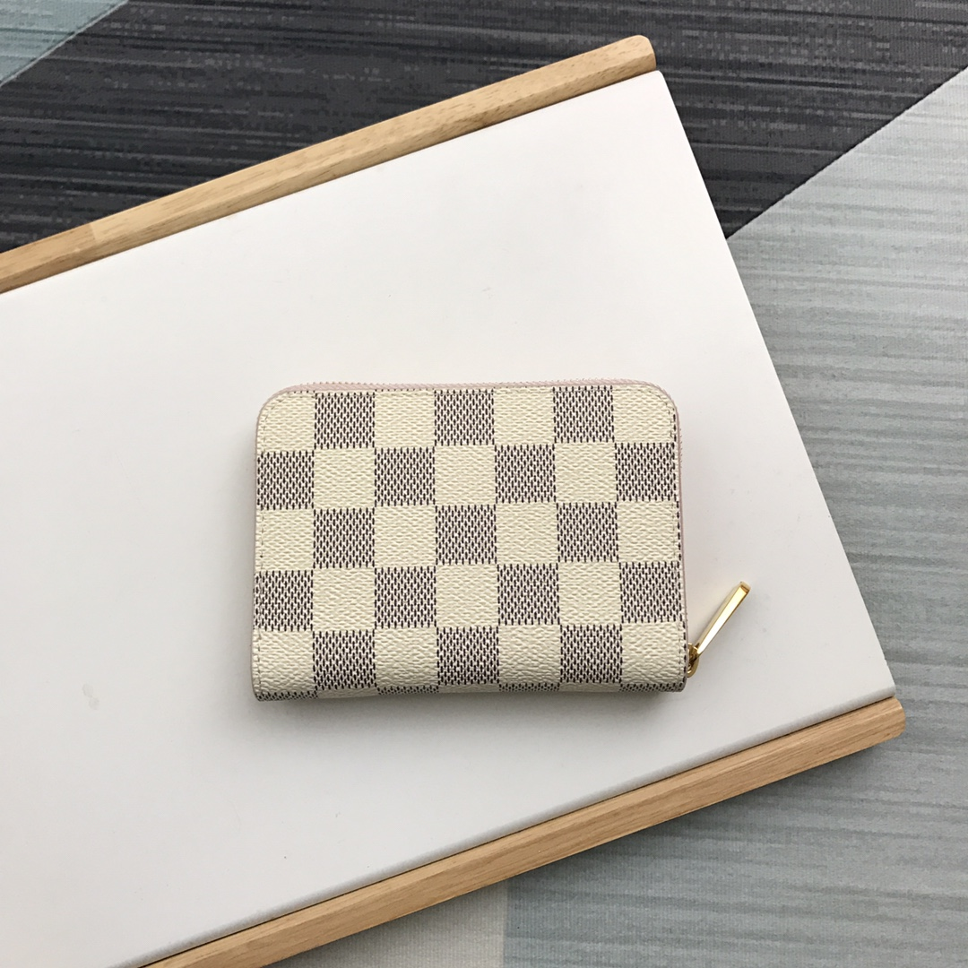 [TOP] Louis Vuitton LV £V Damier Azur Zippy Coin Padlock Purse - Pink