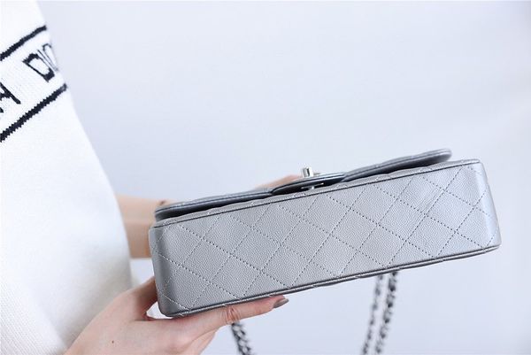 [TOP] CHANEL Classic Flap Bag Lambskin Medium 25.5cm – Grey & SHW