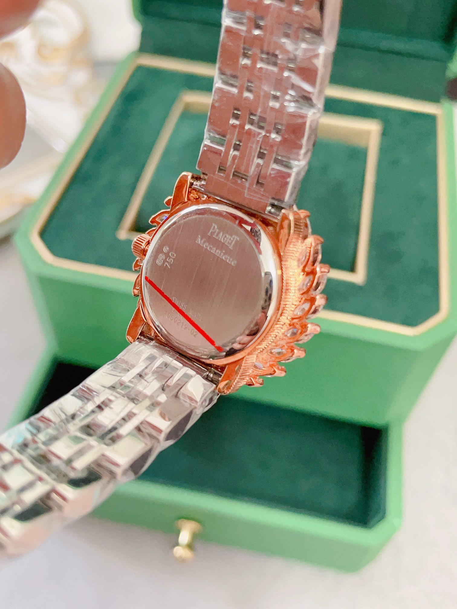 [Top] PIAGET Diamends Lady Watch White Gold with Rose Gold 31mm - White/Black