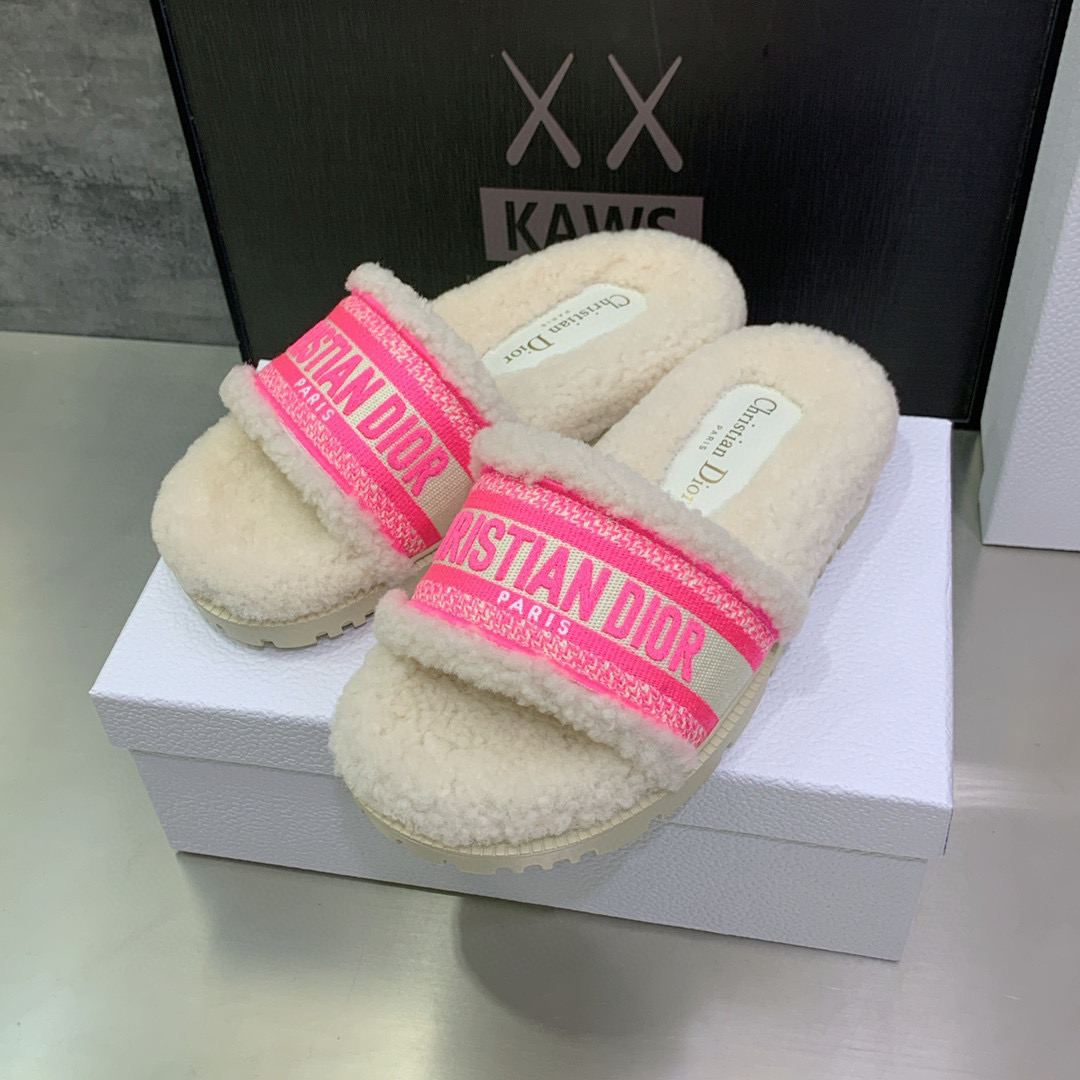 [TOP] Christian Dior D-Way Slide Embroidered Cotton and Shearling - 20 Colours