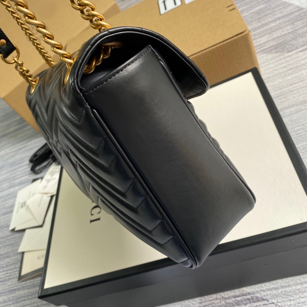 [TOP] GUCCI Marmont Bag Medium 31cm - Black & GHW