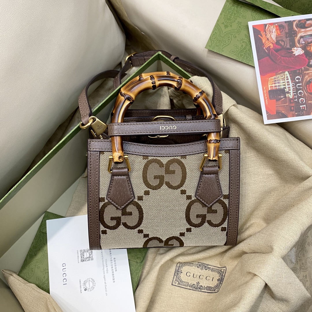 [TOP] GUCCI G*G Diana Double G Pattern Tote Bag-GHW-20x16x10cm/27x24x11cm