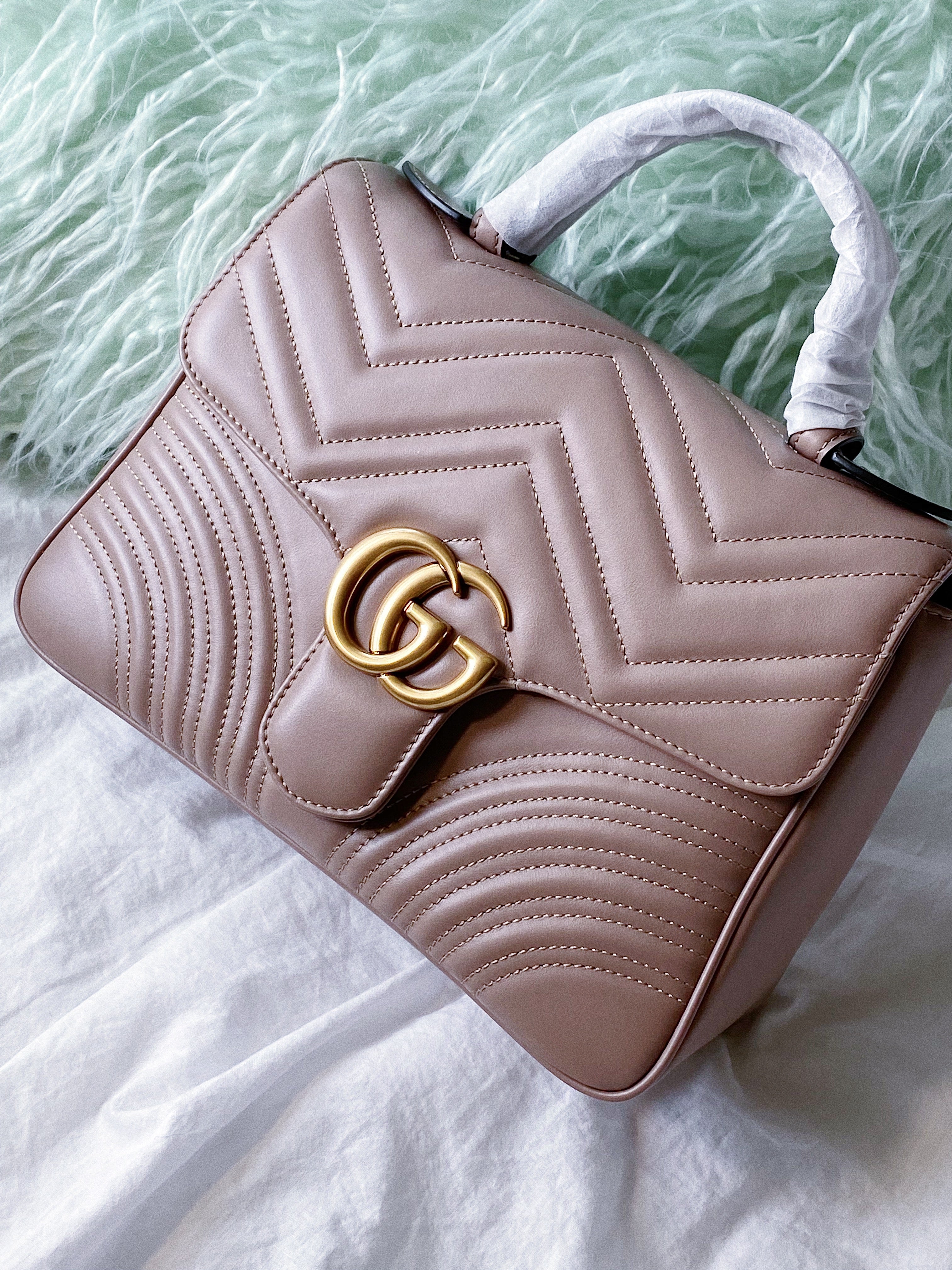[TOP] GUCCI GG Marmont Bag Top Handle - Dusty Pink