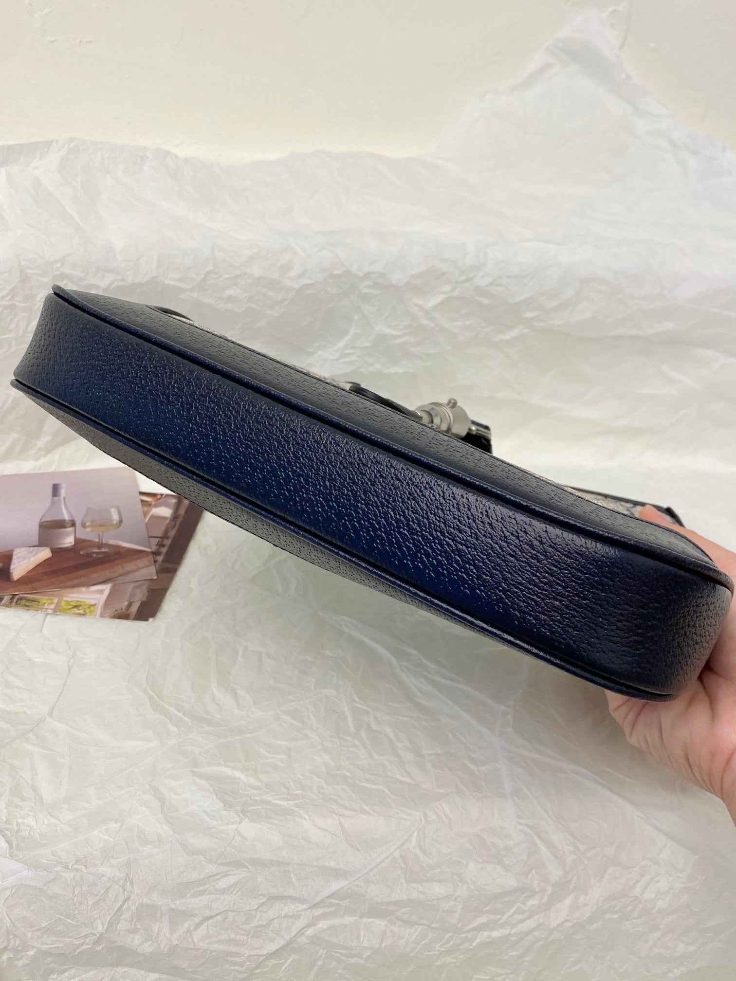 [TOP] GUCCI G*G Jackie 1961 Small Bag 27.5x19x4cm - Blue/Beige