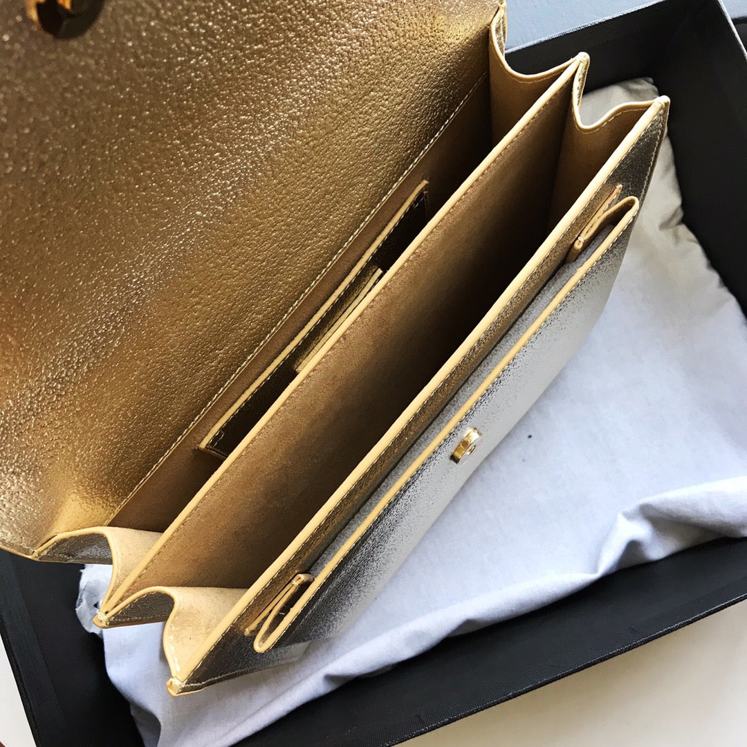 [TOP] Yves Saint Laurent YSL Sunset Metallic Small Bag - Gold