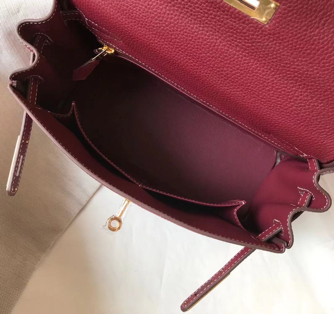 [TOP] HERMES Togo Kelly 28CM - Burgundy & GHW