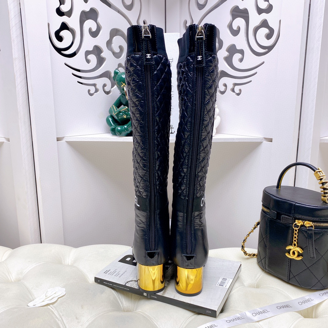 [TOP] CHANEL Lambskin Boots 5cm Heels - white/Black/Beige